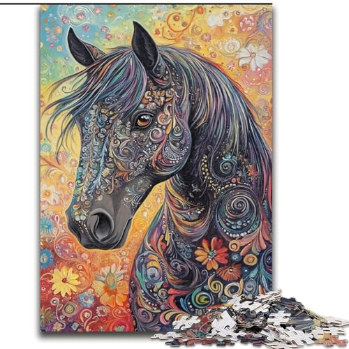 1000-teiliges Puzzle für Erwachsene, Graffiti-Pferd, Lernspiele, Heimdekoration ganze Familie (Größe 26x38cm) von RZFWJL