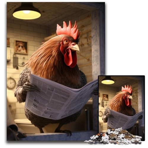 1000-teiliges Puzzle für Erwachsene, Hahn liest Zeitung, Puzzles für Erwachsene, Lernspielzeug für Jugendliche, Heimbüro-Dekor, 26x38cm/10,23x14,96 Zoll 1000-teiliges Puzzle für Erwachsene, Hahn liest Zeitung, Puzzles für Erwachsene, Lernspielzeug für Jugendliche, Heimbüro-Dekor, 26x38cm/10,23x14,96 Zoll von RZFWJL
