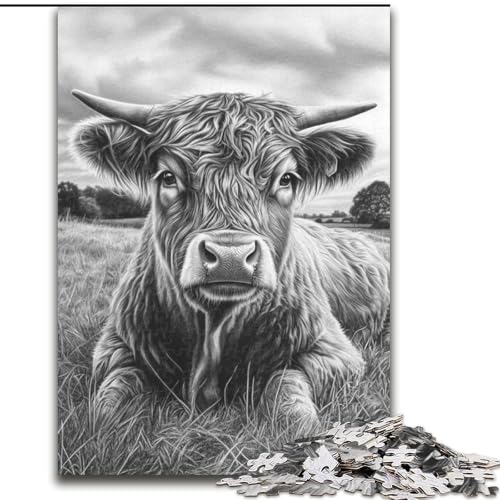 1000-teiliges Puzzle für Erwachsene, Highland-Kuh-Puzzle, ideal für Teenager und Sammler, Reisegeschenk, Familienaktivität, 50x75cm 1000-teiliges Puzzle für Erwachsene, Highland-Kuh-Puzzle, ideal für Teenager und Sammler, Reisegeschenk, Familienaktivität, 50x75cm von RZFWJL