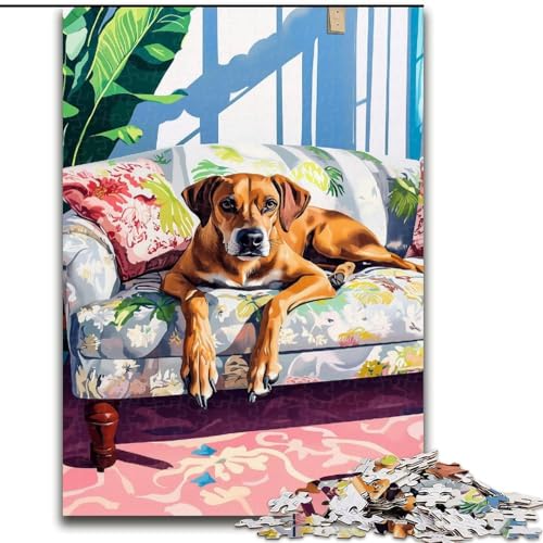 1000-teiliges Puzzle für Erwachsene, Hund auf dem Sofa, Puzzle, Spiel für Erwachsene, Geschenk, Familien-Interaktives Spiel, Gehirn-Herausforderung, Geschenk, 50x75cm von RZFWJL