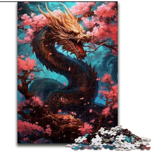 1000-teiliges Puzzle für Erwachsene, Japanisches Drachenkirsch-Puzzle aus Holz, lehrreiches und unterhaltsames Indoor-Spiel für die Heimdekoration, 1000 Teile(50x75cm) von RZFWJL