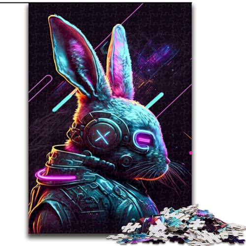 1000-teiliges Puzzle für Erwachsene, Kaninchen-Neon-Puzzle aus Holz, lehrreiches und unterhaltsames Indoor-Spiel für die Heimdekoration, 1000 Teile(50x75cm) von RZFWJL