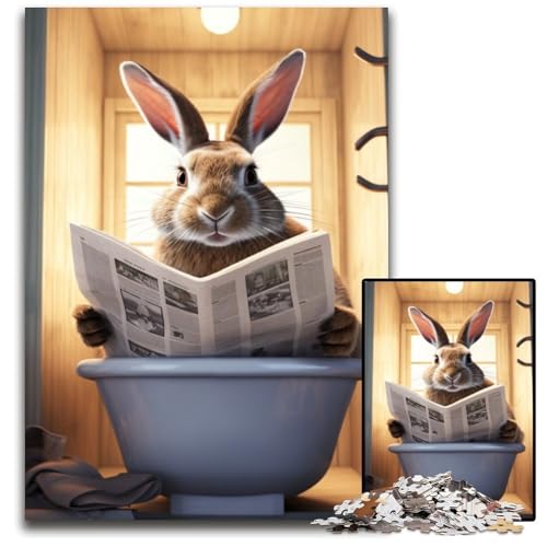 1000-teiliges Puzzle für Erwachsene, Kaninchen liest Zeitung, Holzpuzzle, anspruchsvolles Denkspiel für Teenager, unterhaltsames interaktives Spiel für die ganze Familie, 50x75cm/19,68x29,52 Zoll 1000-teiliges Puzzle für Erwachsene, Kaninchen liest Zeitung, Holzpuzzle, anspruchsvolles Denkspiel für Teenager, unterhaltsames interaktives Spiel für die ganze Familie, 50x75cm/19,68x29,52 Zoll von RZFWJL
