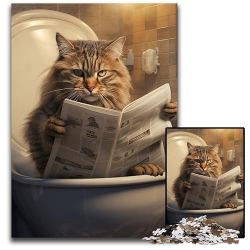 1000-teiliges Puzzle für Erwachsene, Katze liest Zeitung, Papp-Puzzle, interaktives Familienspiel, Denksportaufgabe, Lernspielzeug, 26x38cm/10,23x14,96 Zoll 1000-teiliges Puzzle für Erwachsene, Katze liest Zeitung, Papp-Puzzle, interaktives Familienspiel, Denksportaufgabe, Lernspielzeug, 26x38cm/10,23x14,96 Zoll von RZFWJL