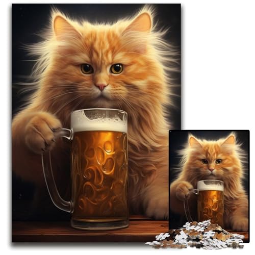 1000-teiliges Puzzle für Erwachsene, Katze trinkt Bier, Puzzles für Erwachsene, Lernspielzeug für Jugendliche, Heimbüro-Dekor, 26x38cm/10,23x14,96 Zoll 1000-teiliges Puzzle für Erwachsene, Katze trinkt Bier, Puzzles für Erwachsene, Lernspielzeug für Jugendliche, Heimbüro-Dekor, 26x38cm/10,23x14,96 Zoll von RZFWJL