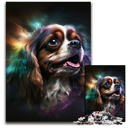 1000-teiliges Puzzle für Erwachsene, King Charles Spaniel, Karton-Puzzle, interaktives Familienspiel, Denksportaufgabe, Lernspielzeug, 26x38cm/10,23x14,96 Zoll von RZFWJL