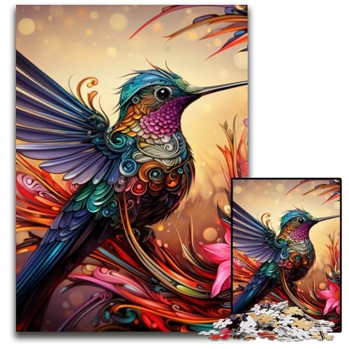 1000-teiliges Puzzle für Erwachsene, Kolibri-Kunstpuzzle für Erwachsene, Lernspielzeug für Jugendliche, Heimbüro-Dekor, 26x38cm/10,23x14,96 Zoll von RZFWJL