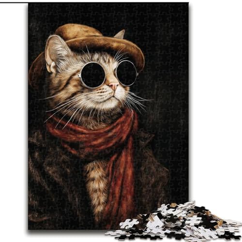 1000-teiliges Puzzle für Erwachsene, Kunstkatze, Lernspiele, Heimdekoration, ganze Familie (Größe 26x38cm) von RZFWJL