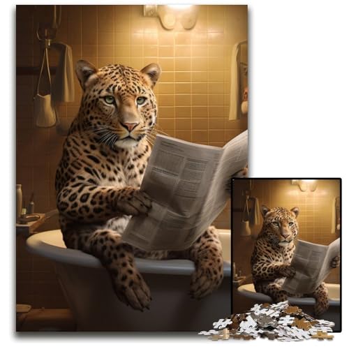 1000-teiliges Puzzle für Erwachsene, Leopard liest Zeitung, Papppuzzle, anspruchsvolles Denkspiel für Teenager, unterhaltsames interaktives Spiel für die ganze Familie, 26x38cm/10,23x14,96 Zoll 1000-teiliges Puzzle für Erwachsene, Leopard liest Zeitung, Papppuzzle, anspruchsvolles Denkspiel für Teenager, unterhaltsames interaktives Spiel für die ganze Familie, 26x38cm/10,23x14,96 Zoll von RZFWJL
