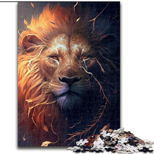1000-teiliges Puzzle für Erwachsene, Löwe, Anime-Tier-Puzzle aus Holz, lehrreiches und unterhaltsames Indoor-Spiel für die Heimdekoration, 1000 Teile(50x75cm) von RZFWJL