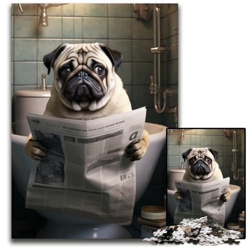 1000-teiliges Puzzle für Erwachsene, Mops liest Zeitung, Papppuzzle, anspruchsvolles Denkspiel für Teenager, unterhaltsames interaktives Spiel für die ganze Familie, 26x38cm/10,23x14,96 Zoll 1000-teiliges Puzzle für Erwachsene, Mops liest Zeitung, Papppuzzle, anspruchsvolles Denkspiel für Teenager, unterhaltsames interaktives Spiel für die ganze Familie, 26x38cm/10,23x14,96 Zoll von RZFWJL