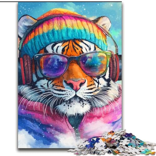 1000-teiliges Puzzle für Erwachsene, Musik-Tiger-Puzzle, perfekt für Teenager, Familienzusammenhalt, Denksportaufgabe und DIY-Heimdekor-Geschenk, 50x75cm 1000-teiliges Puzzle für Erwachsene, Musik-Tiger-Puzzle, perfekt für Teenager, Familienzusammenhalt, Denksportaufgabe und DIY-Heimdekor-Geschenk, 50x75cm von RZFWJL