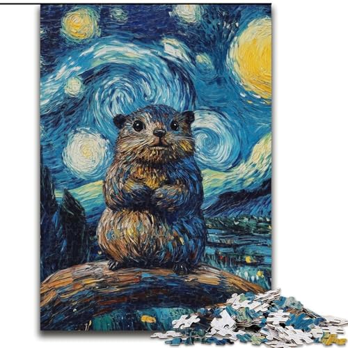 1000-teiliges Puzzle für Erwachsene, Nachthimmel-Otter, Lernspiele, Heimdekoration ganze Familie (Größe 26x38cm) von RZFWJL