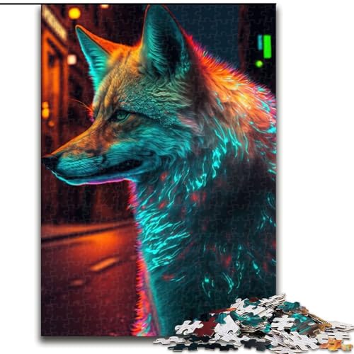 1000-teiliges Puzzle für Erwachsene, Neon Fox-Puzzle aus Holz, lehrreiches und unterhaltsames Indoor-Spiel für die Heimdekoration, 1000 Teile(50x75cm) von RZFWJL