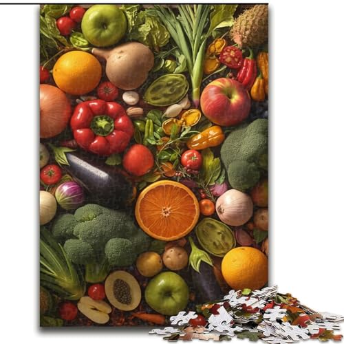 1000-teiliges Puzzle für Erwachsene, Obst- und Gemüse-Puzzle, Spiel für Erwachsene, Geschenk, interaktives Familienspiel, Gehirn-Herausforderung, Geschenk, 50x75cm von RZFWJL