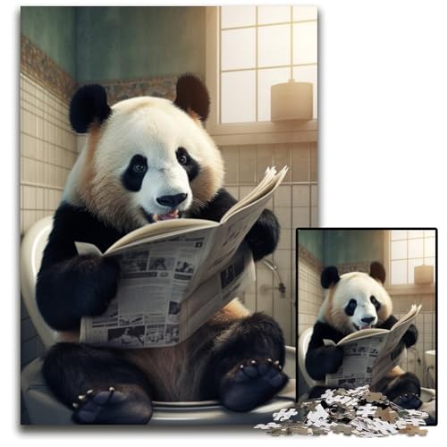 1000-teiliges Puzzle für Erwachsene, Panda liest Zeitung, Puzzles für Erwachsene, Lernspielzeug für Jugendliche, Heimbüro-Dekor, 26x38cm/10,23x14,96 Zoll 1000-teiliges Puzzle für Erwachsene, Panda liest Zeitung, Puzzles für Erwachsene, Lernspielzeug für Jugendliche, Heimbüro-Dekor, 26x38cm/10,23x14,96 Zoll von RZFWJL