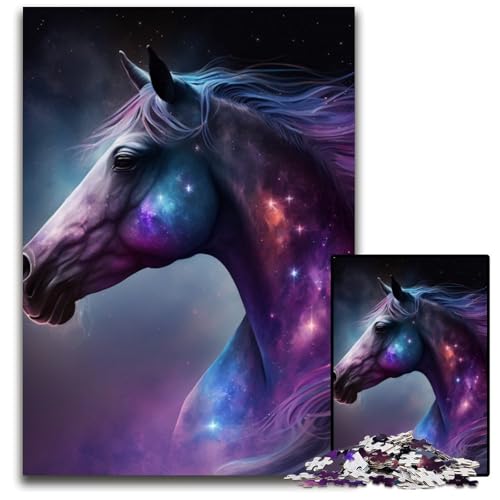 1000-teiliges Puzzle für Erwachsene, Pferd, Holzpuzzle, interaktives Familienspiel, Denksportaufgabe, Lernspielzeug, 50x75cm/19,68x29,52 Zoll von RZFWJL