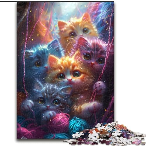 1000-teiliges Puzzle für Erwachsene, Plüschkätzchen-Puzzle, Spiel für Erwachsene, Geschenk, interaktives Familienspiel, Gehirn-Herausforderung, Geschenk, 50x75cm von RZFWJL
