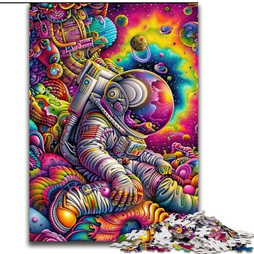 1000-teiliges Puzzle für Erwachsene, Psychedelischer Astronaut, Lernspiele, Heimdekoration ganze Familie (Größe 50x75cm) von RZFWJL