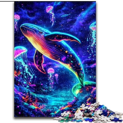 1000-teiliges Puzzle für Erwachsene, Psychedelisches Wal-Puzzle, Spiel für Erwachsene, Geschenk, Familien-Interaktives Spiel, Gehirn-Herausforderung, Geschenk, 50x75cm von RZFWJL