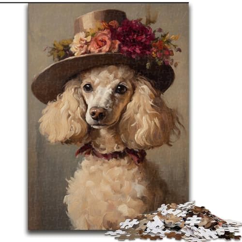 1000-teiliges Puzzle für Erwachsene, Pudel mit Hut, Puzzle, Spiel für Erwachsene, Geschenk, Familien-Interaktives Spiel, Gehirn-Herausforderung, Geschenk, 50x75cm von RZFWJL
