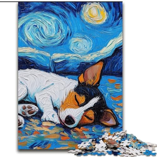 1000-teiliges Puzzle für Erwachsene, Rat Terrier, Sternenhimmel-Puzzle aus Holz, perfekt als Dekoration für Zuhause und Büro, Partys, Geburtstage und Feiertagsgeschenke, 1000 Stück(50x75cm) von RZFWJL