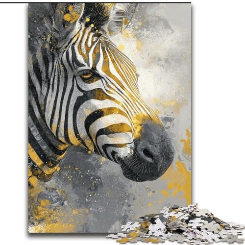 1000-teiliges Puzzle für Erwachsene, Schwarz-Gold-Zebra, Lernspiele, Heimdekoration, ganze Familie (Größe 26x38cm) von RZFWJL