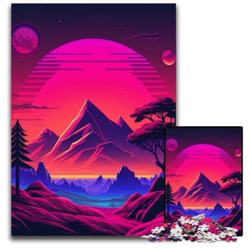 1000-teiliges Puzzle für Erwachsene, Synthwave-Landschaftspuzzle aus Karton, interaktives Familienspiel, Denksportaufgabe, Lernspielzeug, 26x38cm/10,23x14,96 Zoll 1000-teiliges Puzzle für Erwachsene, Synthwave-Landschaftspuzzle aus Karton, interaktives Familienspiel, Denksportaufgabe, Lernspielzeug, 26x38cm/10,23x14,96 Zoll von RZFWJL