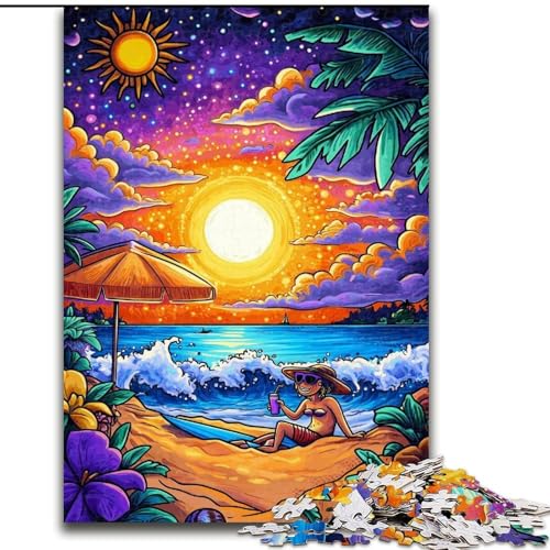1000-teiliges Puzzle für Erwachsene, Traumstrand-Puzzle, Spiel für Erwachsene, Geschenk, interaktives Familienspiel, Gehirn-Herausforderung, Geschenk, 50x75cm von RZFWJL