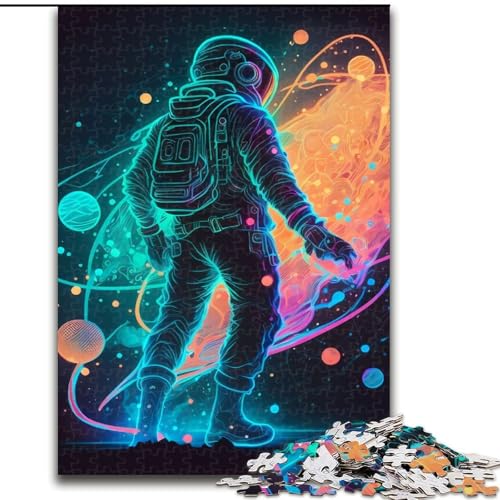 1000-teiliges Puzzle für Erwachsene, Weltraum-Astronauten-Puzzle aus Holz, farbenfrohe Heimdekoration und interaktives Familienspiel, 1000 Teile(50x75cm) von RZFWJL