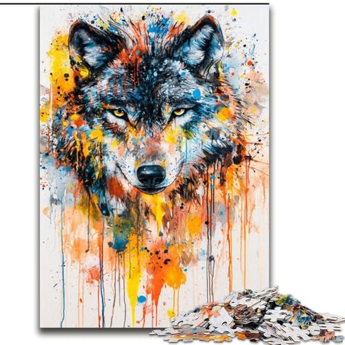 1000-teiliges Puzzle für Erwachsene, Wolfskunst, Lernspiele, Heimdekoration ganze Familie (Größe 50x75cm) von RZFWJL