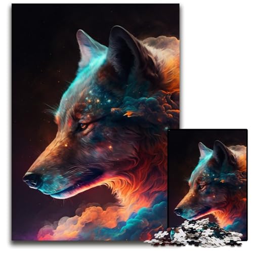 1000-teiliges Puzzle für Erwachsene, Wolfsnebel, Holzpuzzle, anspruchsvolles Denkspiel für Teenager, unterhaltsames interaktives Spiel für die ganze Familie, 50x75cm/19,68x29,52 Zoll von RZFWJL