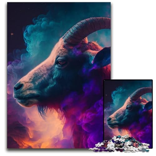 1000-teiliges Puzzle für Erwachsene, Ziegen-Pappe, interaktives Familienspiel, Denksportaufgabe, Lernspielzeug, 26x38cm/10,23x14,96 Zoll von RZFWJL