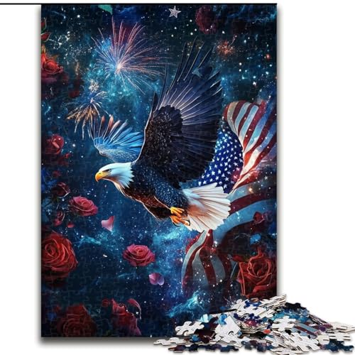 1000-teiliges Puzzle für Erwachsene, amerikanische Flagge, Adler, Lernspiele, Heimdekoration ganze Familie (Größe 26x38cm) von RZFWJL