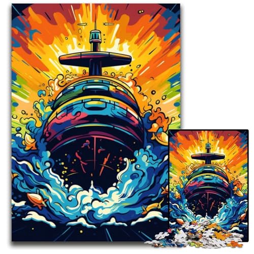 1000-teiliges Puzzle für Erwachsene, buntes U-Boot-Puzzle für Erwachsene, Lernspielzeug für Jugendliche, Heimbüro-Dekor, 26x38cm/10,23x14,96 Zoll von RZFWJL