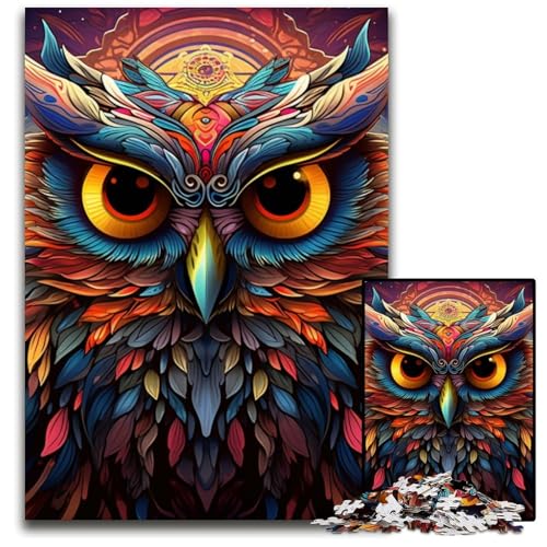 1000-teiliges Puzzle für Erwachsene, farbenfrohe Eulen-Puzzles für Erwachsene, Lernspielzeug für Jugendliche, Heim- und Bürodekoration, 26x38cm/10,23x14,96 Zoll von RZFWJL