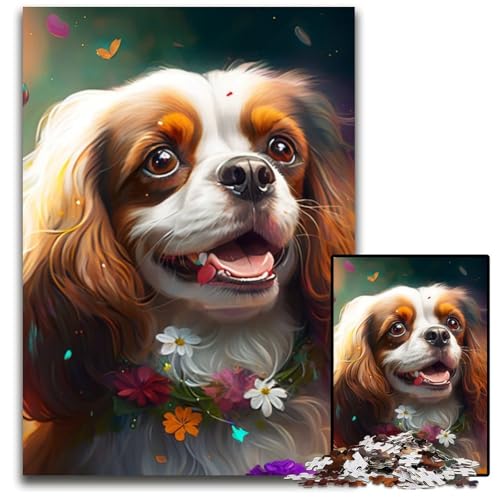 1000-teiliges Puzzle für Erwachsene, farbenfrohe Kunst, englischer Cocker Spaniel, Puzzles für Erwachsene, Lernspielzeug für Jugendliche, Heimbüro-Dekor, 26x38cm/10,23x14,96 Zoll von RZFWJL