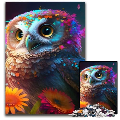 1000-teiliges Puzzle für Erwachsene, farbenfrohe Kunst-Eule, Holzpuzzle, anspruchsvolles Denkspiel für Teenager, unterhaltsames interaktives Spiel für die ganze Familie, 50x75cm/19,68x29,52 Zoll 1000-teiliges Puzzle für Erwachsene, farbenfrohe Kunst-Eule, Holzpuzzle, anspruchsvolles Denkspiel für Teenager, unterhaltsames interaktives Spiel für die ganze Familie, 50x75cm/19,68x29,52 Zoll von RZFWJL