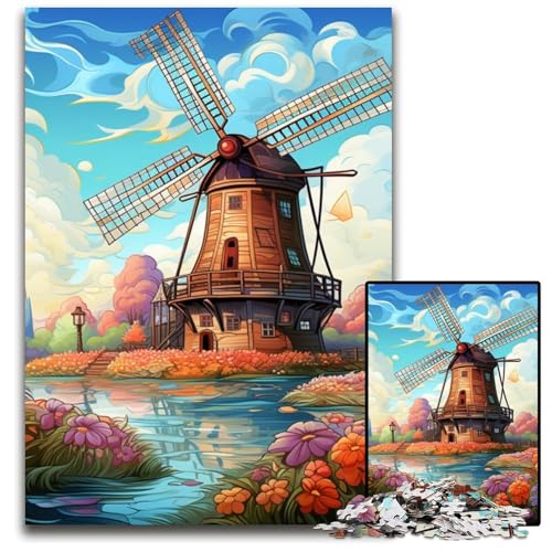 1000-teiliges Puzzle für Erwachsene, farbenfrohe Kunst-Windmühle, Holzpuzzle, interaktives Familienspiel, Denksportaufgabe, Lernspielzeug, 50x75cm/19,68x29,52 Zoll 1000-teiliges Puzzle für Erwachsene, farbenfrohe Kunst-Windmühle, Holzpuzzle, interaktives Familienspiel, Denksportaufgabe, Lernspielzeug, 50x75cm/19,68x29,52 Zoll von RZFWJL