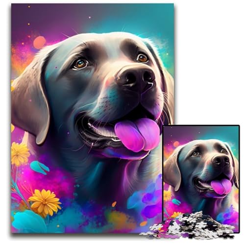 1000-teiliges Puzzle für Erwachsene, farbenfroher Labrador-Kunstpuzzle aus Holz, interaktives Familienspiel, Denksportaufgabe, Lernspielzeug, 50x75cm/19,68x29,52 Zoll 1000-teiliges Puzzle für Erwachsene, farbenfroher Labrador-Kunstpuzzle aus Holz, interaktives Familienspiel, Denksportaufgabe, Lernspielzeug, 50x75cm/19,68x29,52 Zoll von RZFWJL