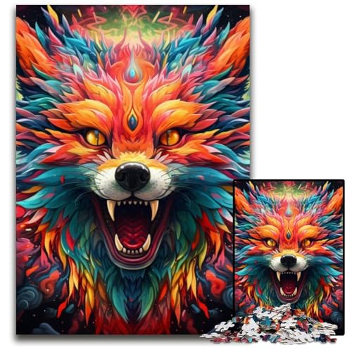 1000-teiliges Puzzle für Erwachsene, farbenfrohes Kunst-Fuchs-Puzzle für Erwachsene, Lernspielzeug für Jugendliche, Heimbüro-Dekor, 26x38cm/10,23x14,96 Zoll von RZFWJL
