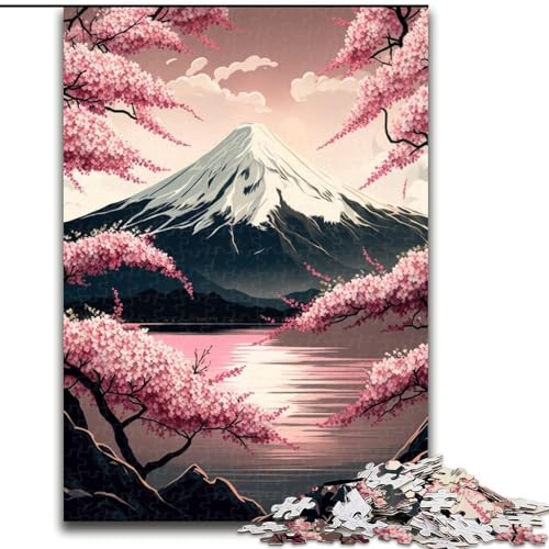 1000-teiliges Puzzle für Erwachsene, japanische Kirschblüten-Puzzle aus Pappe, farbenfrohe Heimdekoration und interaktives Familienspiel, 1000 Teile(26x38cm) von RZFWJL
