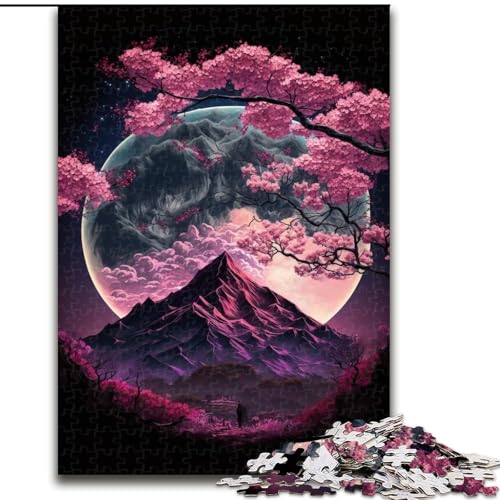 1000-teiliges Puzzle für Erwachsene, japanische Landschaft, Neon-Puzzle aus Pappe, Geschenkidee für die Feiertage, humorvolles Kunstwerk, detailliertes Kunstwerk, 1000 Teile(26x38cm) von RZFWJL