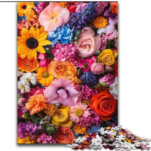 1000-teiliges Puzzle für Erwachsene, künstlerische Blumen, Lernspiele, Heimdekoration, ganze Familie (Größe 26x38cm) von RZFWJL