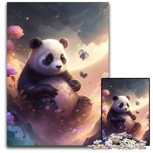 1000-teiliges Puzzle für Erwachsene, niedliches Panda-Puzzle aus Pappe, interaktives Familienspiel, Denksportaufgabe, Lernspielzeug, 26x38cm/10,23x14,96 Zoll von RZFWJL