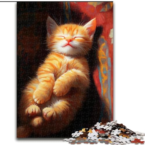 1000-teiliges Puzzle für Erwachsene, schlafende Katze, Lernspiele, Heimdekoration ganze Familie (Größe 26x38cm) von RZFWJL