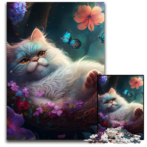 1000-teiliges Puzzle für Erwachsene, schöne Perserkatze, Puzzles für Erwachsene, Lernspielzeug für Jugendliche, Heimbüro-Dekor, 26x38cm/10,23x14,96 Zoll von RZFWJL