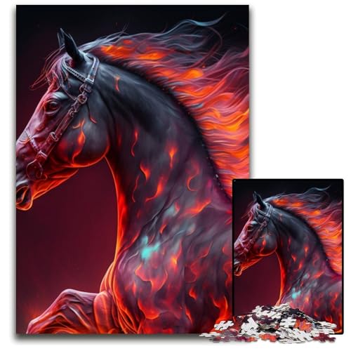 1000-teiliges Puzzle für Erwachsene, schwarzes Pferd, Puzzles für Erwachsene, Lernspielzeug für Jugendliche, Heimbüro-Dekor, 26x38cm/10,23x14,96 Zoll 1000-teiliges Puzzle für Erwachsene, schwarzes Pferd, Puzzles für Erwachsene, Lernspielzeug für Jugendliche, Heimbüro-Dekor, 26x38cm/10,23x14,96 Zoll von RZFWJL
