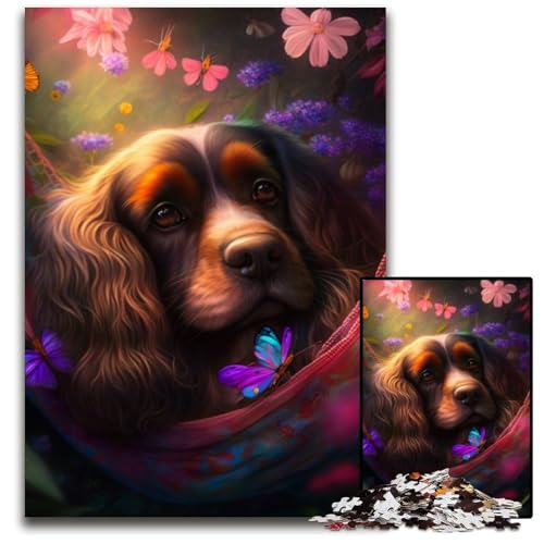 1000-teiliges Puzzle für Erwachsene, wunderschöner Cocker Spaniel, Holzpuzzle, interaktives Familienspiel, Denksportaufgabe, Lernspielzeug, 50x75cm/19,68x29,52 Zoll 1000-teiliges Puzzle für Erwachsene, wunderschöner Cocker Spaniel, Holzpuzzle, interaktives Familienspiel, Denksportaufgabe, Lernspielzeug, 50x75cm/19,68x29,52 Zoll von RZFWJL