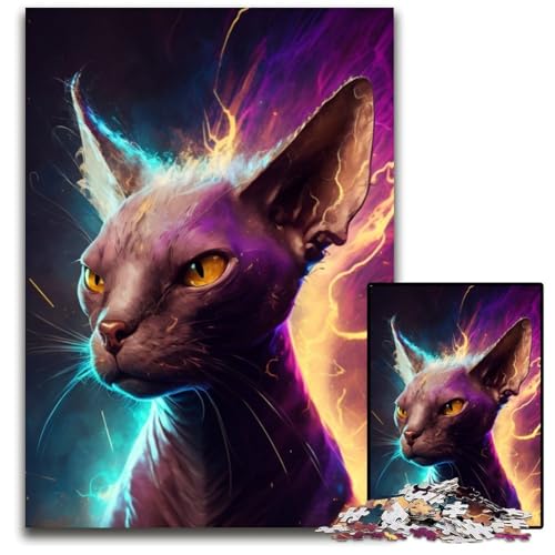 1000-teiliges Puzzle für Erwachsene,Fantasie-Puzzle mit haarloser Katze aus Karton,anspruchsvolles Denkspiel für Teenager,unterhaltsames interaktives Spiel für die ganze Familie,26x38cm 1000-teiliges Puzzle für Erwachsene,Fantasie-Puzzle mit haarloser Katze aus Karton,anspruchsvolles Denkspiel für Teenager,unterhaltsames interaktives Spiel für die ganze Familie,26x38cm von RZFWJL